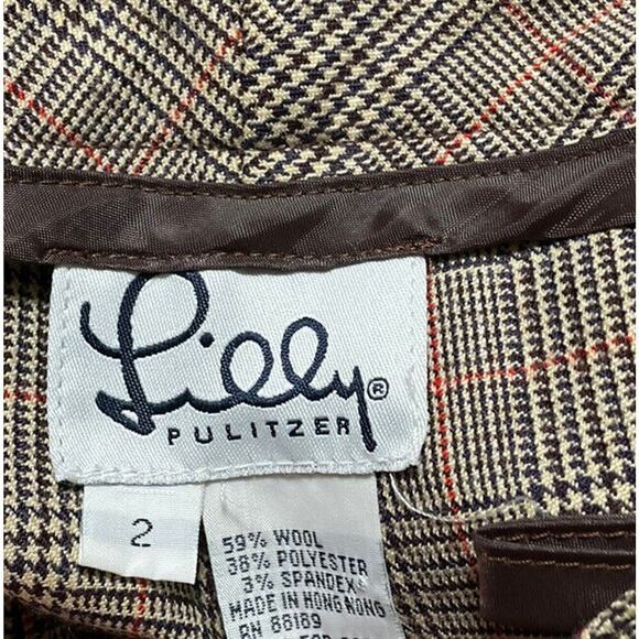 Vtg Lilly Pulitzer Wool Blend Houndstooth Trousers Pants Size 2 Light‎ Academia - Picture 10 of 11